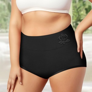 Braguitas Moldeadoras de Cintura Alta para Mujer Tallas Grandes, de Algodón y Spandex, Color Liso con Flores, Reductoras de Abdomen y Levanta Glúteos - Product Image 3
