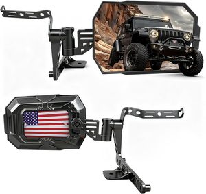 Espejos Laterales Plegables de Aluminio con Soporte para Luces, Vista Amplia, Sin Vibraciones ni Oscilaciones, para Jeep Wrangler JL/JLU/JT 2018-2025 - Product Image 1