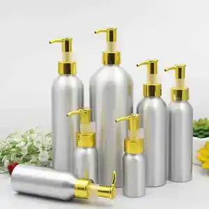 OEM OEM热卖大容量400毫升500毫升银铝瓶带金色乳液泵分配器泵化妆品瓶制造商/批发