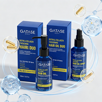 Ensemble de spray d'huile capillaire hydratante et épaississante à la kératine, à la biotine et au collagène, vegan et biologique, pour cheveux fins et fragiles, volume léger et force accrue