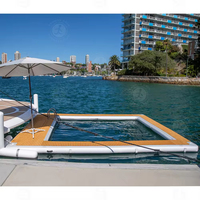 Plateforme flottante gonflable avec logo personnalisé, filet de sécurité, ponton pour piscine et bateau