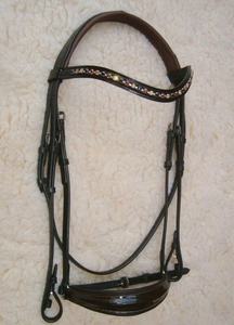 LCT + JET Bride de cheval en cuir avec bande de nez en forme de vague et cristal de topaze fumée. - Product Image 4