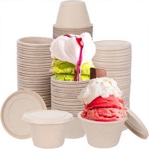 Tolare – Lot de 150 coupelles à glace jetables de 4 oz, légères, écologiques, compostables, avec couvercles, en papier, pour desserts, plats à emporter et fêtes - Product Image 1