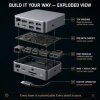 Base de Conexión USB C 14 en 1 con Triple Pantalla MST, 2x HDTV 4K60Hz + DP, 120W PD, USB3.1 de 10Gbps, LAN Gigabit, SD y TF para MacBook y Windows