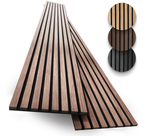 Pannelli Acustici <span class=keywords><strong>in</strong></span> <span class=keywords><strong>Legno</strong></span> a Doghe di Alta Qualità, Confezione da 2, Pannelli Fonoassorbenti ad Alta Densità <span class=keywords><strong>per</strong></span> <span class=keywords><strong>Interni</strong></span> di Hotel e Appartamenti Moderni - Product Image 1