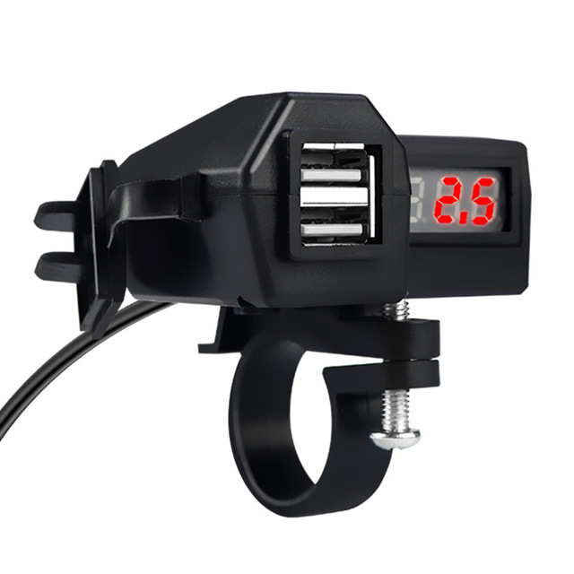 Motorcycle Phone Charger 3.1A Dual USB 10-24V with Voltage Display