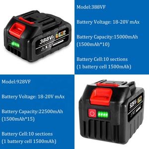 Batteria al Litio Ricaricabile 20V con Spina EU, 388VF 15000mAh, 928VF 22500mAh, Indicatore di Capacità, per Motosega e Trapano Elettrico - Product Image 2