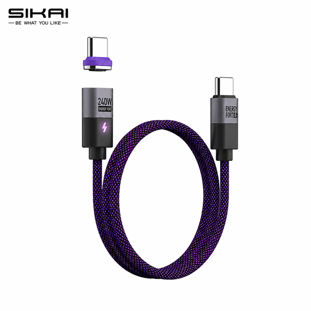 SIKAI 240W Magnetic USB C Cable PD3.1 Fast Charging Cable USB C to USB C Cord for Laptop Phone Gaming Desk Setup