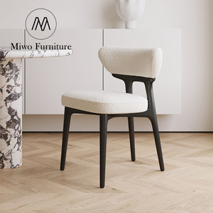 Sillas de Comedor de Diseño Nórdico Moderno, Tapizadas en Tela <span class=keywords><strong>Blanca</strong></span>, <span class=keywords><strong>Patas</strong></span> de Madera Negra, para Hogar, Oficina, Parque, Gimnasio, Uso en Hoteles y Cafés, Venta al Por Mayor - Product Image 2