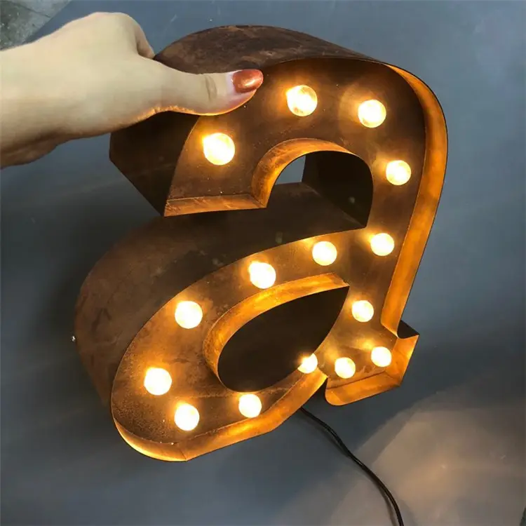 english words iron rust led glass bulb channel letter