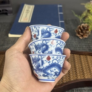 Squisita <span class=keywords><strong>collezione</strong></span> classica cinese dipinta a mano Dragon Pattern tazza <span class=keywords><strong>da</strong></span> tè decorazione per la casa in porcellana Vintage blu e bianca - Product Image 6