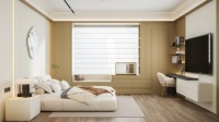 Moderner begehbarer Kleiderschrank mit Glasfront, integriertem Schlafzimmer-Stauraum und TV-Einheit – Luxuriöser, maßgefertigter Einbauschrank