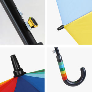 Venta al por mayor logotipo personalizado barra recta Arco Iris 16 hueso súper mango largo paraguas adulto Arco Iris paraguas para soleado y lluvioso - Product Image 5