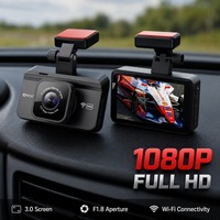 Caméra de voiture double objectif 1080P avec écran tactile IPS, Wi-Fi intégré, écran 3 pouces, batterie 150 mAh, USB 2.0, 64 Go, WDR, H.264, enregistrement en boucle