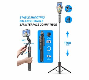 1708mm Di động video ghi âm Selfie Stick <span class=keywords><strong>360</strong></span> chụp toàn cảnh 1708mm chân máy ổn định cân bằng chụp để chụp ghi âm - Product Image 2