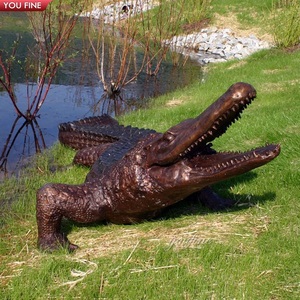 YOUFINE Statue d'alligator en bronze grandeur nature, sculpture de crocodile pour terrasse en bord de <span class=keywords><strong>lac</strong></span> et aménagement paysager extérieur - Product Image 6