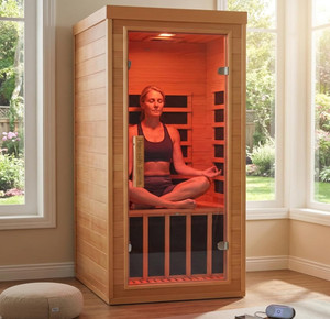 <span class=keywords><strong>Sauna</strong></span> infrarouge de haute qualité pour 1 personne, 1300W, 110V, intérieur, en bois, avec thérapie par lumière rouge - Product Image 1
