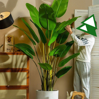 Décoration végétale personnalisée, feuilles de bananier artificielles tropicales, plante artificielle, arbre de 120 à 220 cm, pot en plastique noir léger