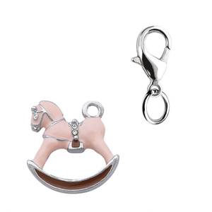 CHARM Cheval à Bascule Plaqué Or MM18x18, Bijou Religieux et Adorable en Cuivre et Cristal avec Diamant, Placage Or 18K - Product Image 1