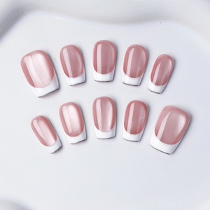 10 <span class=keywords><strong>Uñas</strong></span> Postizas Francesas Clásicas <span class=keywords><strong>Blancas</strong></span> Hechas a Mano, <span class=keywords><strong>Uñas</strong></span> Acrílicas de Alta Calidad con Efecto Ojo de Gato, <span class=keywords><strong>Uñas</strong></span> Artificiales - Product Image 3