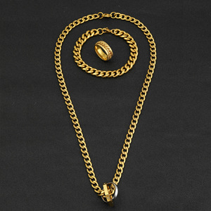 Gioielli Hip Hop, Catena in Acciaio Inossidabile Altamente Lucidata, Placcata in Oro 18K, Set Personalizzato di Collana e Bracciale a Catena Cubana per Uomo - Product Image 5