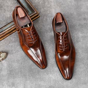 Zapatos de Vestir de Diseño de Lujo para Hombre, de Piel Genuina, con Punta en Pico, Transpirables, Ligeros, Antideslizantes, con Logotipo Personalizado, para Primavera - Product Image 5