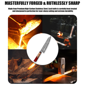 Hot Bán Nhật Bản Thép Carbon Cao Sharp Đầu Bếp Damascus Dao Nhựa Màu Đỏ Tay Cầm Bằng Gỗ Tiện Ích Cleaver Dao Nhà Bếp Thiết Lập - Product Image 3