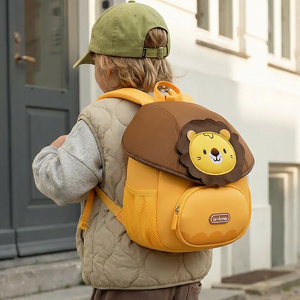 Lion Rabbit <strong>Brown</strong> Bear Pattern Neoprene Kids <strong>Backpack</strong> Children's Schoolbag for Ages 3-6 Cartoon-Style Double-Shoulder Design - Product Image 3