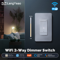Interruptor de Luz Inteligente WiFi LangYeao, Compatible con Alexa, Google Home, Aplicación Tuya, Control Múltiple de 3 Vías, LED y CFL Regulables, Estándar Estadounidense