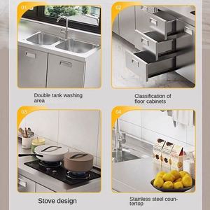 Thiết Kế Hiện Đại 304 Thép Không Gỉ Tủ Bếp Không Có Cài Đặt Yêu cầu Độ Ẩm Bằng Chứng Bếp Tủ Cho Ăn Uống Nhỏ - Product Image 5