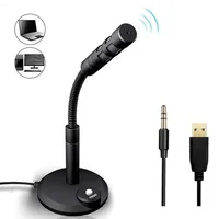 Mini microphone de studio omnidirectionnel 3,5 mm USB pour ordinateur de bureau, microphone filaire pour jeux, prise de parole, support de microphone, enregistrement de podcast sur PC et ordinateur portable