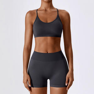 Ensemble de yoga 2 pièces pour <span class=keywords><strong>femme</strong></span>, séchage rapide, soutien-gorge dos nu sexy, short de yoga pour la course, le fitness et la <span class=keywords><strong>musculation</strong></span> - Product Image 5