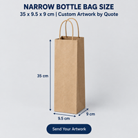 Sac cadeau pour vin en papier kraft à imprimé feuille de fougère, pour une bouteille, avec poignées torsadées - Orange