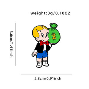 เข็มกลัดเคลือบลายการ์ตูนริชชี่ริชจาก YINI น่ารัก ทำจากโลหะ เหมาะสำหรับติดปกเสื้อ กระเป๋า เสื้อผ้า ขายส่ง - Product Image 6
