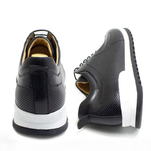 Chaussures en toile pour hommes avec lacets Chaussures en cuir pour hommes avec motif en relief et semelle épaisse Chaussures colorées et décontractées - Product Image 6