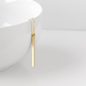EManco Nom Personnalisé Logo Gravé Personnalisé <span class=keywords><strong>l</strong></span> Bar <span class=keywords><strong>Pendentif</strong></span> 4 Côtés Plaqué Or Collier en Acier Inoxydable - Product Image 3