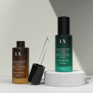 Cylindre vert personnalisé de 30ml 50ml flacon compte-gouttes bouteille de sérum vide en verre à col plat de 30ml vente de gros - Product Image 1