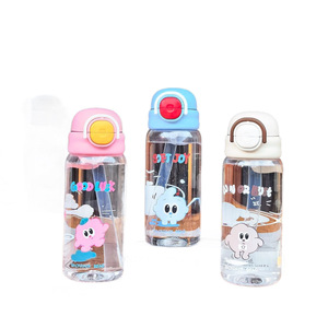 Backpack <b>Bear</b> Cartoon Straw Water <b>Bottle</b> 600Ml Portable With Strap For Students Sports Fitness - Product Image 5