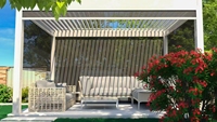 Pergola électrique inclinable en alliage d'aluminium, moderne, étanche, à lames orientables, pour cour et jardin, vente directe usine