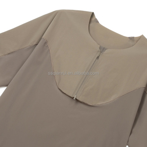 T-shirt da corsa da uomo in microfibra a rete, elasticizzato in 4 direzioni, ad asciugatura rapida, con controllo dell'umidità, mezza zip posteriore, tasca rinfrescante, anti-sfregamento, OEM - Product Image 6