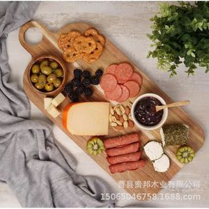 Planche à découper ronde en bois d'acacia 30 cm avec poignée pour cuisine, restaurant, fête - Product Image 4