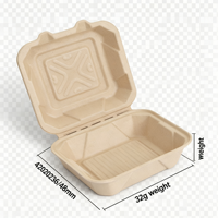 Boîte à lunch biodégradable en bagasse de canne à sucre, jetable, micro-ondable et recyclable