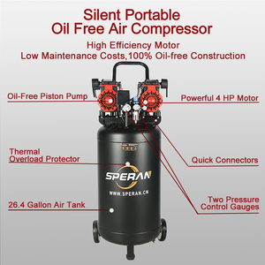 <span class=keywords><strong>Compresor</strong></span> de Aire SPERAN <span class=keywords><strong>100</strong></span> <span class=keywords><strong>Litros</strong></span> 4Hp Portátil de Pistón <span class=keywords><strong>Vertical</strong></span> Industrial Silencioso Sin Aceite - Product Image 3