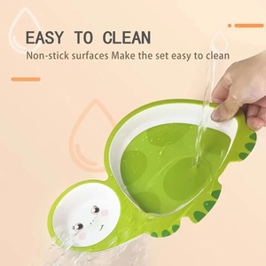 Juego de cena con forma de tortuga de fibra de bambú, juego de vajilla para niños pequeños, juego de plato, tazón, taza, tenedor y cuchara, utensilios de alimentación - Product Image 5