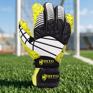 Gants de gardien de but de football jaunes et noirs sur mesure avec latex allemand de 4 mm, coupe négative, embossage en latex allemand - Product Image 6