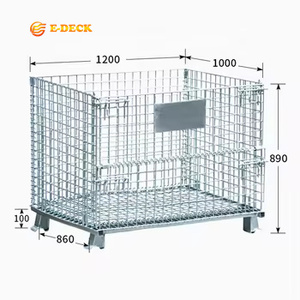 Có thể gập lại ráp lưu trữ kim loại thép bền dây lưới container - Product Image 1