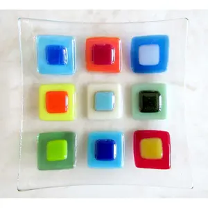 Small Square Diamond Fused Glass Tiles Decorative Door/Window Glass Panel Can Be Customized Any Shapes & Colors Factory Supplier