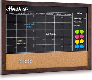 Calendario de Pizarra y Tablero de <span class=keywords><strong>Corcho</strong></span> Combinados, Tablero de Anuncios de 18 x 24 Pulgadas, Calendario Magnético de Pizarra para Pared - Product Image 1