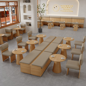Restaurante cafetería redonda de madera café muebles conjunto Banco sofá cabina asiento mesa y silla - Product Image 2
