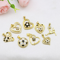 Collar con Colgante de Fútbol de Latón Chapado en Oro de 18K, Estilo Deportivo Moderno LUOYUN, con Circonitas Cúbicas 5A, para Pedidos al por Mayor en Boutiques